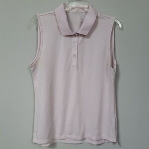 Tory Sport Top Womens XL Sleeveless Golf Polo Blush Pink Soft Pique Pickleball